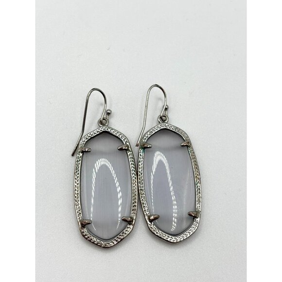 Kendra Scott Elle Drop Earrings Silver Tone Ivory - Picture 2 of 8